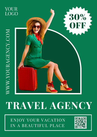 Ontwerpsjabloon van Poster van Verkoopaanbieding van Travel Agency on Green