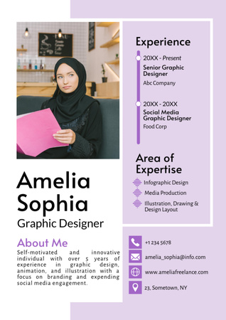 Designvorlage Fähigkeiten und Erfahrung des Grafikdesigners für Resume