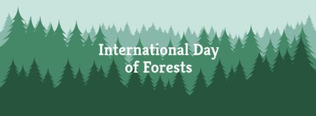 Forest Day Announcement with Green Trees Illustration Facebook cover Design Template