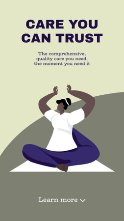 Wellness Center Ad with Woman Doing Yoga Instagram Story Design Template
