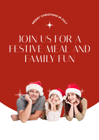 Invitation to Christmas Family Party with Delicious Meal Flyer A4 Design Template