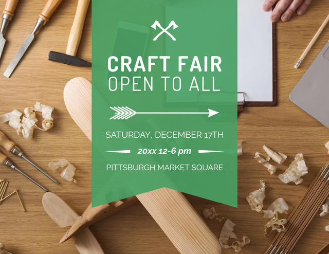 Various Tools For Craft Fair Announcement In Winter Flyer 8.5x11in Horizontal Design Template