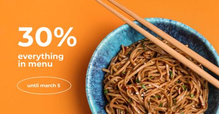 Menu Discount Offer with Noodles Facebook AD Design Template