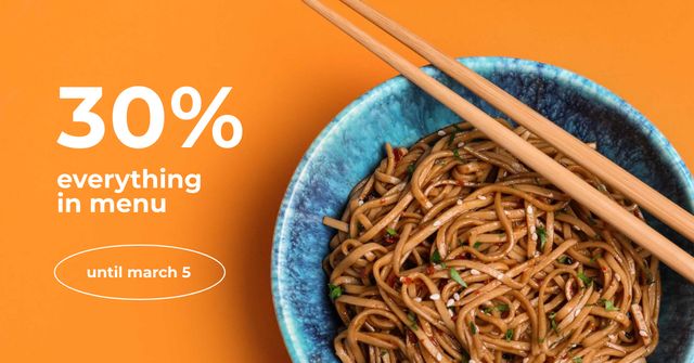 Menu Discount Offer with Noodles Facebook AD Modelo de Design
