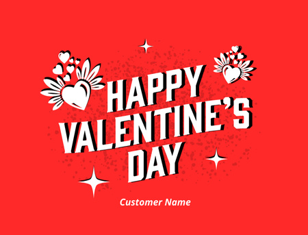 Template di design Happy Valentine's Day Greeting on Red Thank You Card 4.2x5.5in