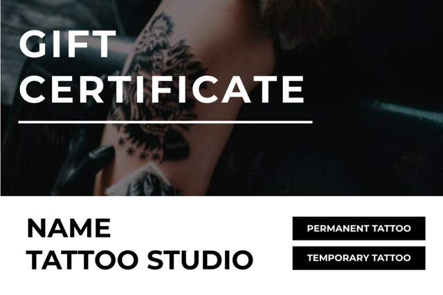 Permanent And Temporary Tattoos Offer With Discount Gift Certificateデザインテンプレート