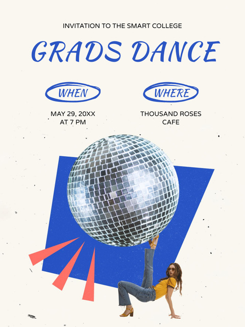 Graduation Party with Bright Disco Ball Poster USデザインテンプレート