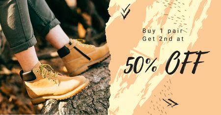 Special Discount Offer on Hiking Shoes Facebook AD Modelo de Design
