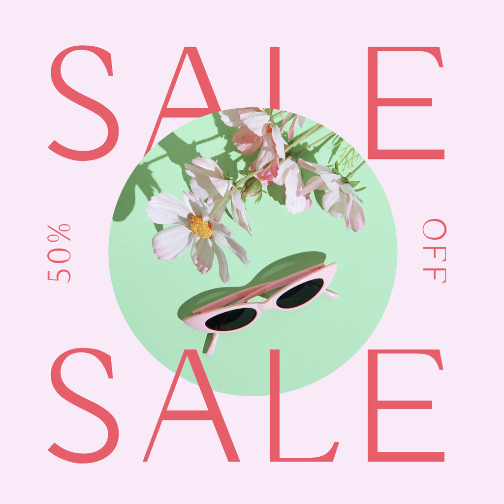 Summer Sale Ad with Stylish Sunglasses Instagram Design Template