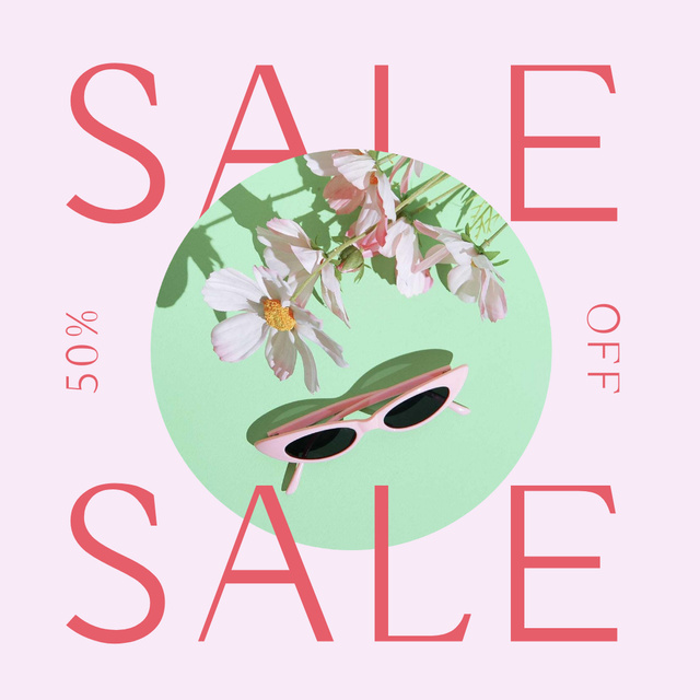 Plantilla de diseño de Summer Sale Ad with Stylish Sunglasses Instagram 