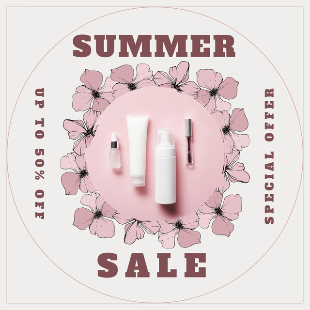 Summer Sale of Cosmetics Instagram Design Template