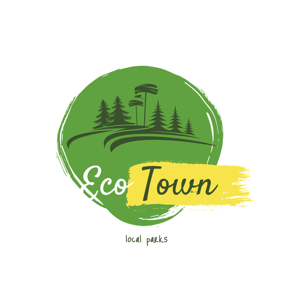 City Local Parks with Trees in Green Logo Design Template