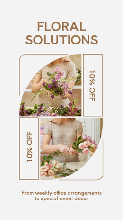 Designvorlage Rabatt auf Blumenlösungen zum Arrangieren zarter Blumensträuße für Instagram Story