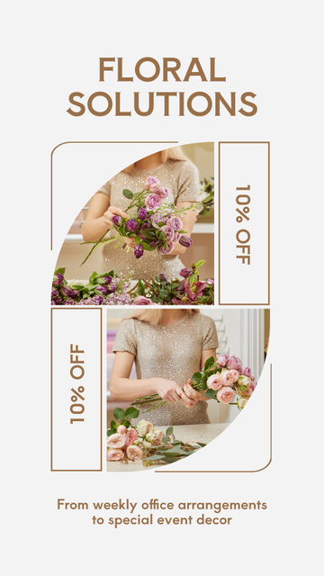 Discount on Floral Solutions for Arranging Delicate Bouquets Instagram Story Design Template