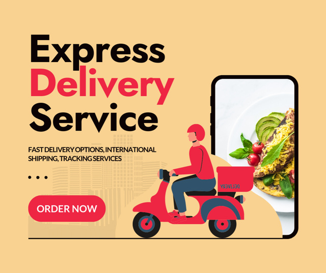 Express Delivery Services with Mobile App Facebook Design Template