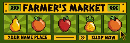 Farmer's Market Advertisement with Pixel Fruit Email header Design Template
