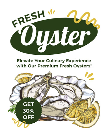 Ontwerpsjabloon van Instagram Post Vertical van Advertentie van verse oesters met korting