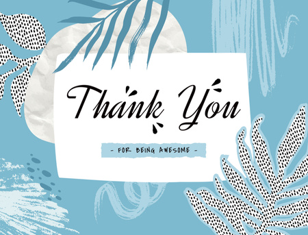 Thank You Text With Abstract Leaves Postcard 4.2x5.5in – шаблон для дизайна