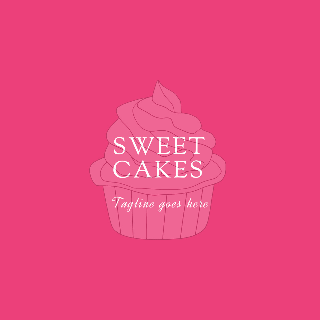 Savory Bakery Ad with a Yummy Cupcake In Pink Logoデザインテンプレート