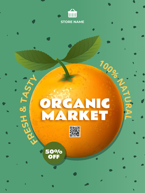 Organic And Natural Food With Discount Poster US Design Template