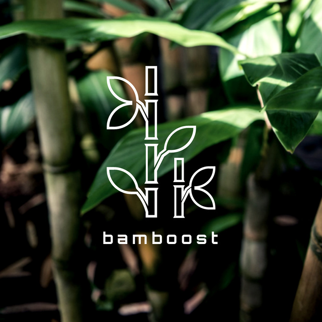 Plants Store Ad with Bamboo Leaves Logo Tasarım Şablonu
