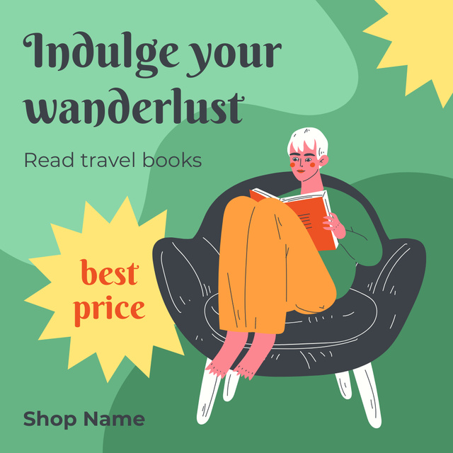 Travel Books Sale Ad  Instagram tervezősablon