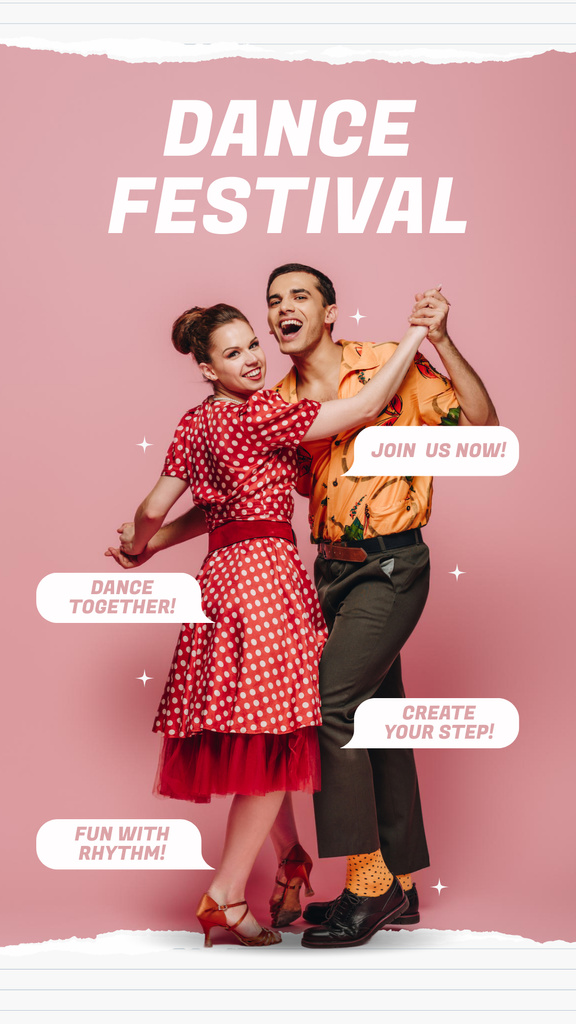 Dance Festival Event Ad with Beautiful Dancing Couple Instagram Story Tasarım Şablonu