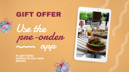 Pre-order App In Restaurant With Dish As Present Offer Full HD video Design Template