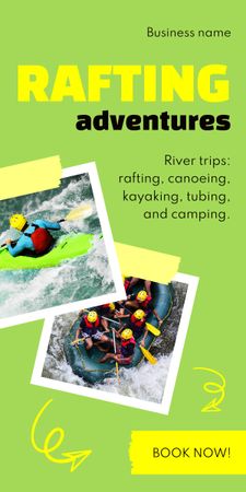 Collage with Photos of People Rafting Graphic Design Template