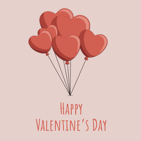 Valentines Bunch of heart-shaped Balloons  Animated Post Modelo de Design