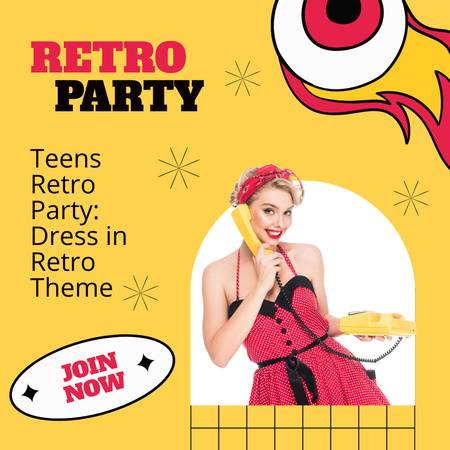 Retro Party Announcement With Dress-code Instagram Design Template