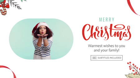 Warmest Christmas Holiday Wishes with Woman sending Kiss Full HD video Design Template