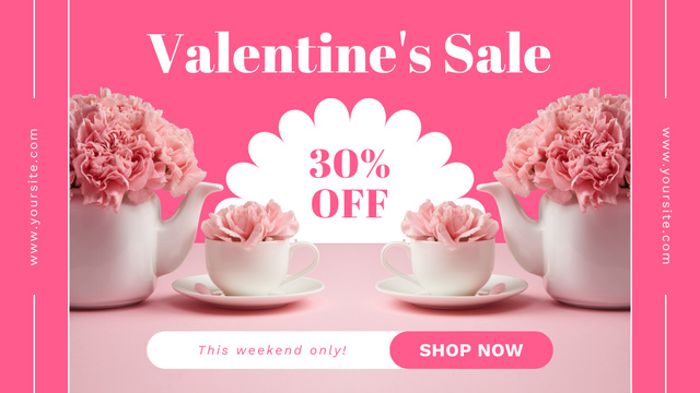 Sale Porcelain Tableware for Valentine's Day FB event cover Design Template