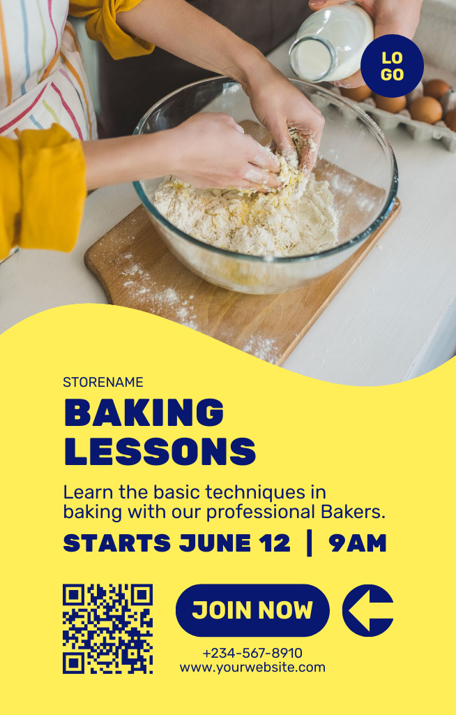 Baking Lessons Offer with Photo Invitation 4.6x7.2in Šablona návrhu