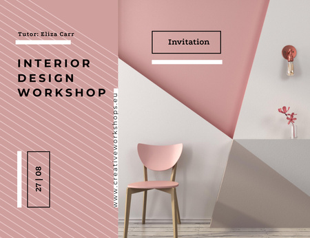 Design Workshop With Geometric Pattern Invitation 13.9x10.7cm Horizontal Design Template