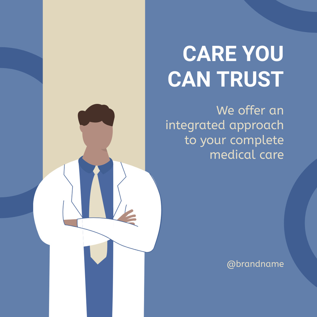 Trusted Healthcare Center Ad with Professional Doctor Instagram Tasarım Şablonu