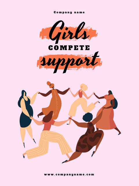 Designvorlage Girl Power Inspiration with Dancing Diverse Women für Poster US