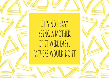 Citation About Mother and Father with Yellow Triangles Postcard 5x7in Modelo de Design