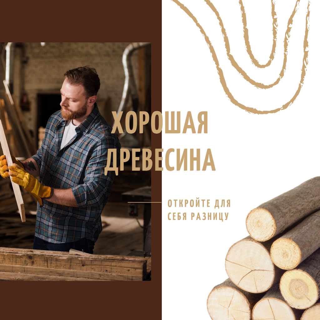 Timber Ad Craftsman Working with Wood Instagram AD Tasarım Şablonu