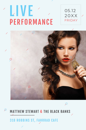 Live Performance Announcement Gorgeous Female Singer Tumblr Design Template