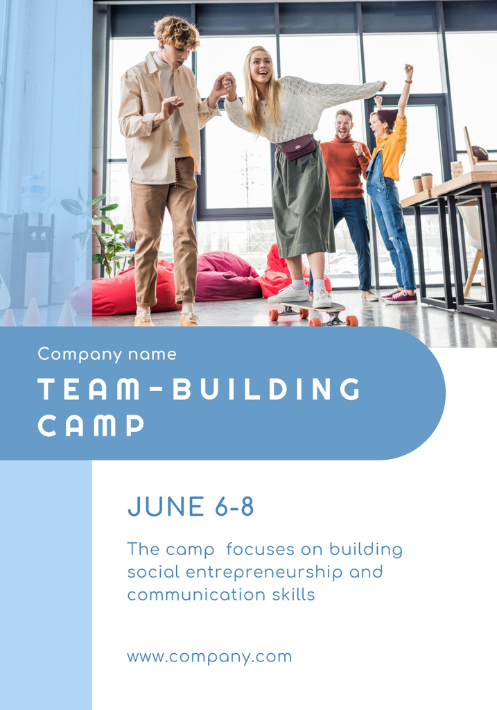 Team Building Camp Announcement in June Poster 28x40in Πρότυπο σχεδίασης