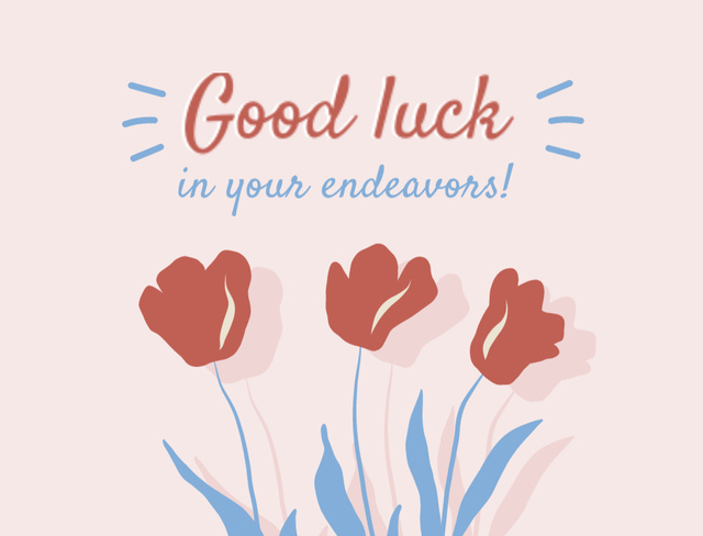 Good Luck Wishes with Red Tulips Postcard 4.2x5.5in Modelo de Design