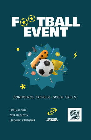 Football Event Announcement with Ball Invitation 5.5x8.5in – шаблон для дизайна