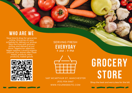 Fresh Fruits And Veggies Shop Promotion Brochure Design Template