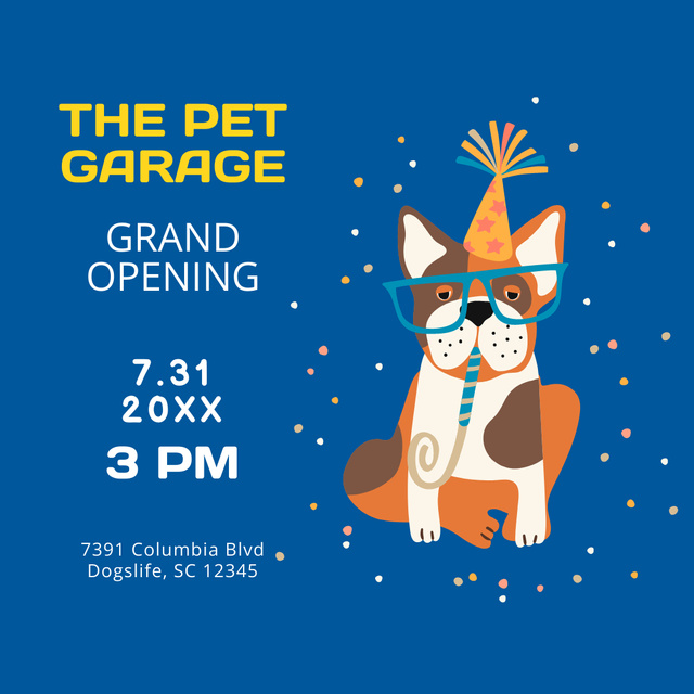 Designvorlage Pet Store Opening Announcement With Funny Dog für Instagram