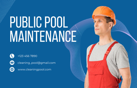 Designvorlage Offering Public Pool Maintenance Services für Business Card 85x55mm