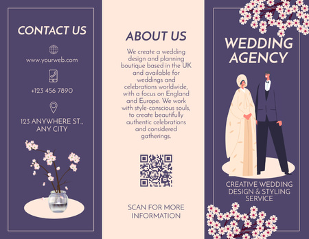 Designvorlage Hochzeitsagentur-Angebot mit Paar auf Lila für Brochure 8.5x11in