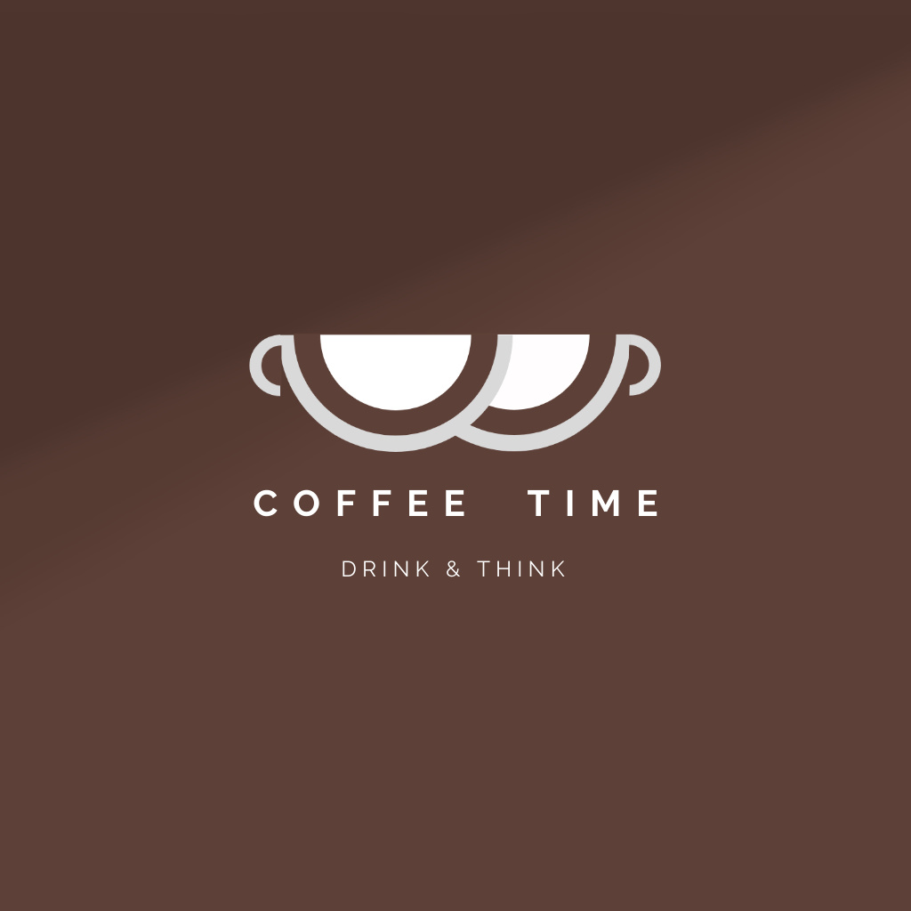 Cafe Ad with Two Coffee Cups Logo Design Template