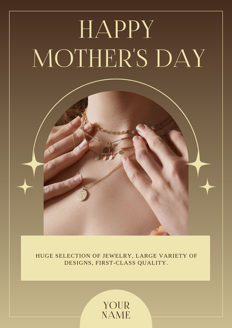 Modèle de visuel Mother's Day Greeting with Woman in Beautiful Necklace - Poster