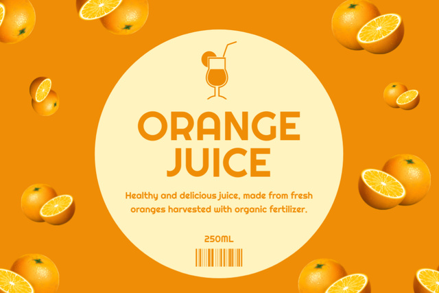 Healthy Orange Juice In Package Offer Label Tasarım Şablonu